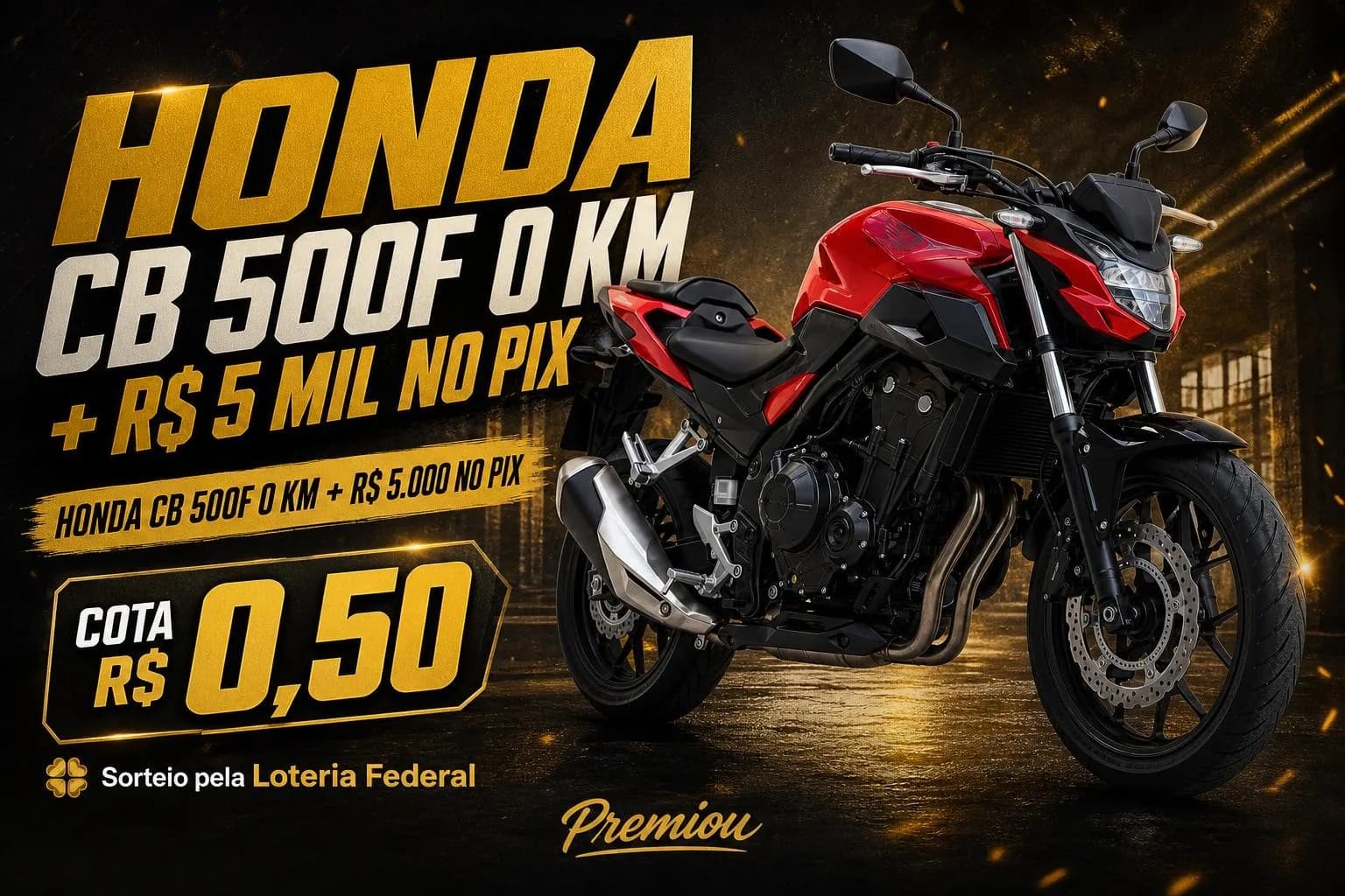 Honda CB 500F 0 km + R$ 5 mil no PIX